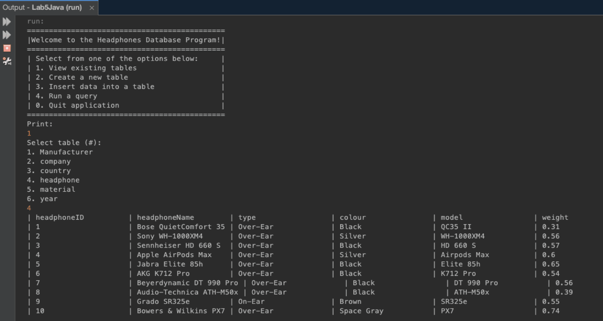 Java SQL Database Manager